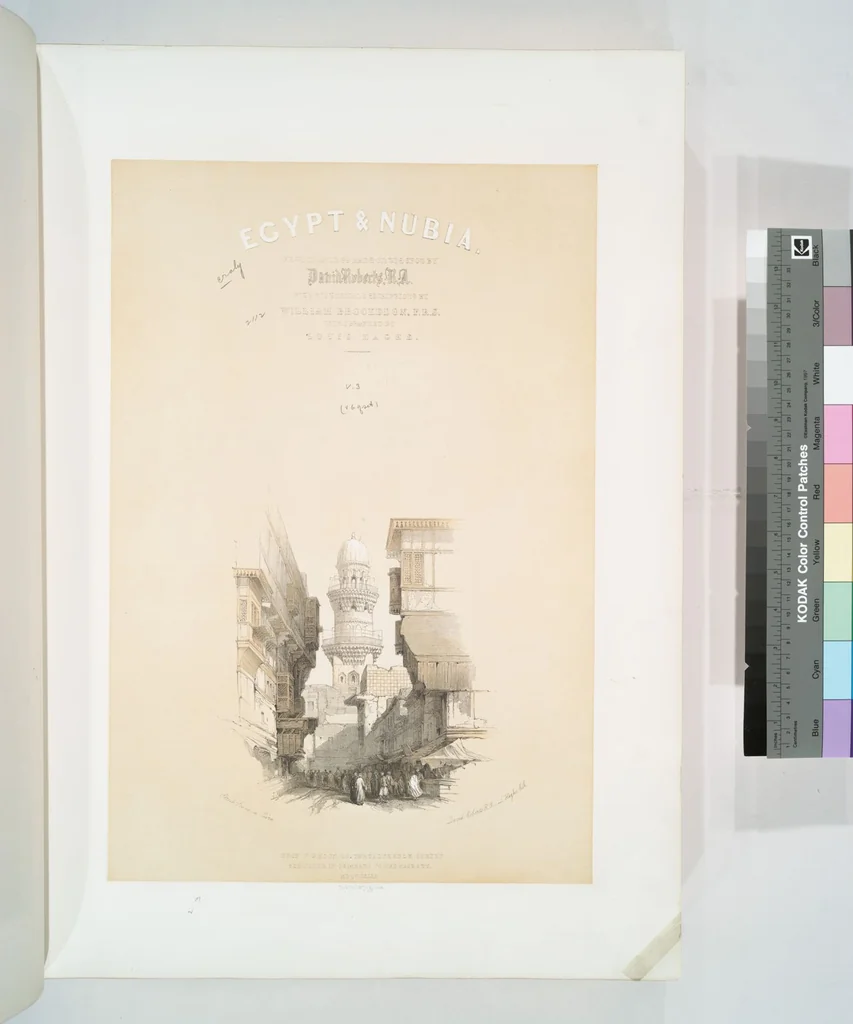 An illustration from The Holy Land, Syria, Idumea, Arabia, Egypt and Nubia. From drawings made on the spot by David Roberts ... With historical descriptions by the Revd. George Croly ... Lithographed by Louis Haghe, 1842, leaf 216
