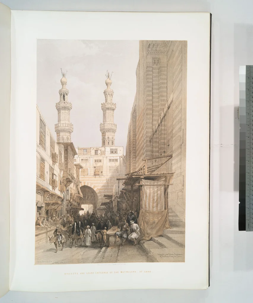 An illustration from The Holy Land, Syria, Idumea, Arabia, Egypt and Nubia. From drawings made on the spot by David Roberts ... With historical descriptions by the Revd. George Croly ... Lithographed by Louis Haghe, 1842, leaf 220