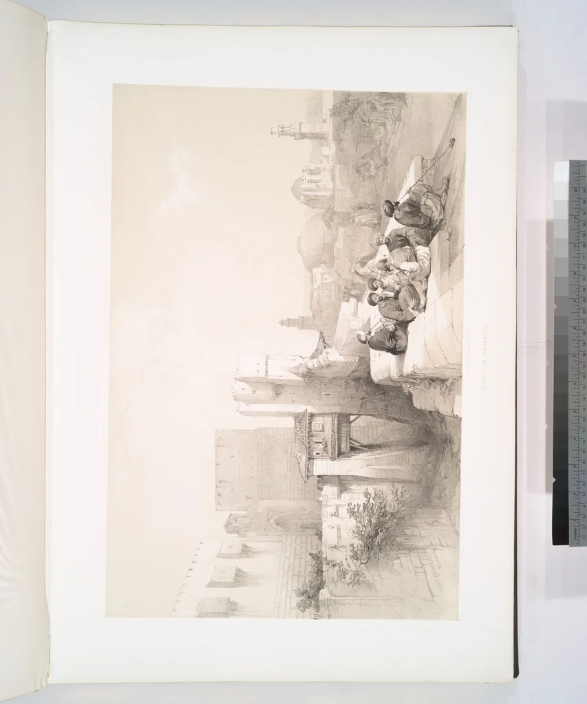 An illustration from The Holy Land, Syria, Idumea, Arabia, Egypt and Nubia. From drawings made on the spot by David Roberts ... With historical descriptions by the Revd. George Croly ... Lithographed by Louis Haghe, 1842, leaf 25