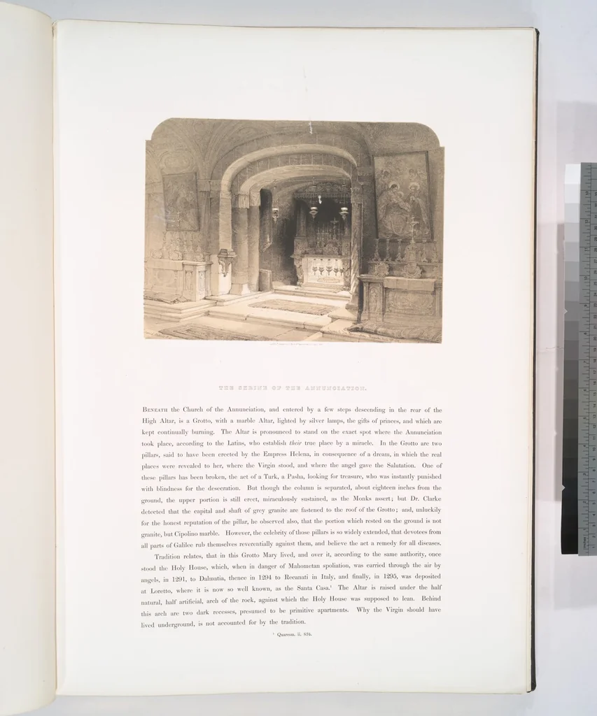 An illustration from The Holy Land, Syria, Idumea, Arabia, Egypt and Nubia. From drawings made on the spot by David Roberts ... With historical descriptions by the Revd. George Croly ... Lithographed by Louis Haghe, 1842, leaf 32