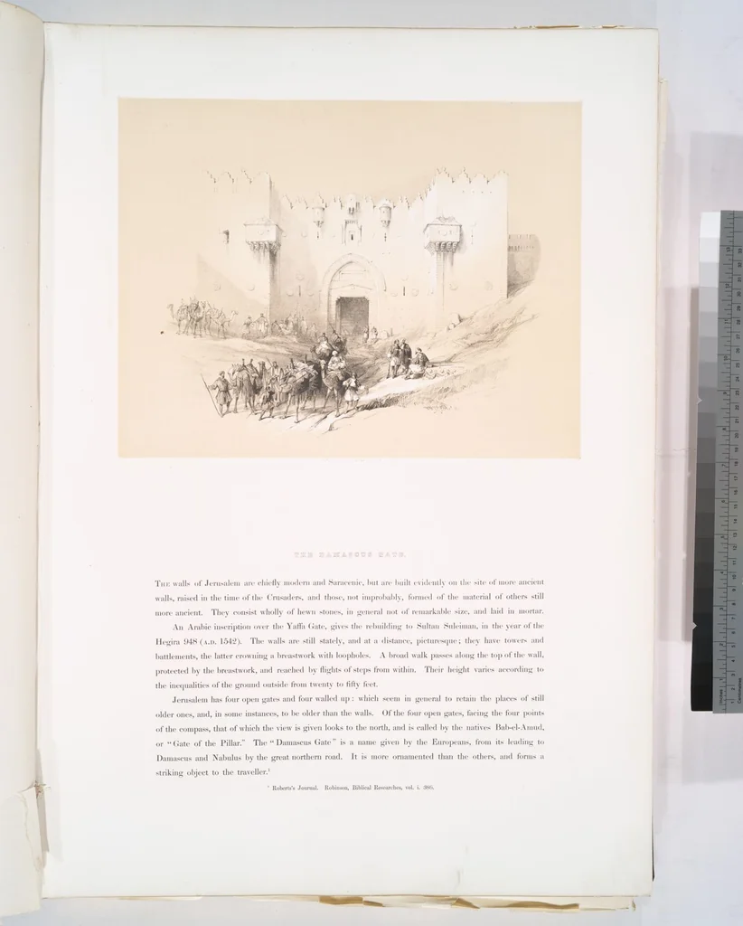 An illustration from The Holy Land, Syria, Idumea, Arabia, Egypt and Nubia. From drawings made on the spot by David Roberts ... With historical descriptions by the Revd. George Croly ... Lithographed by Louis Haghe, 1842, leaf 4