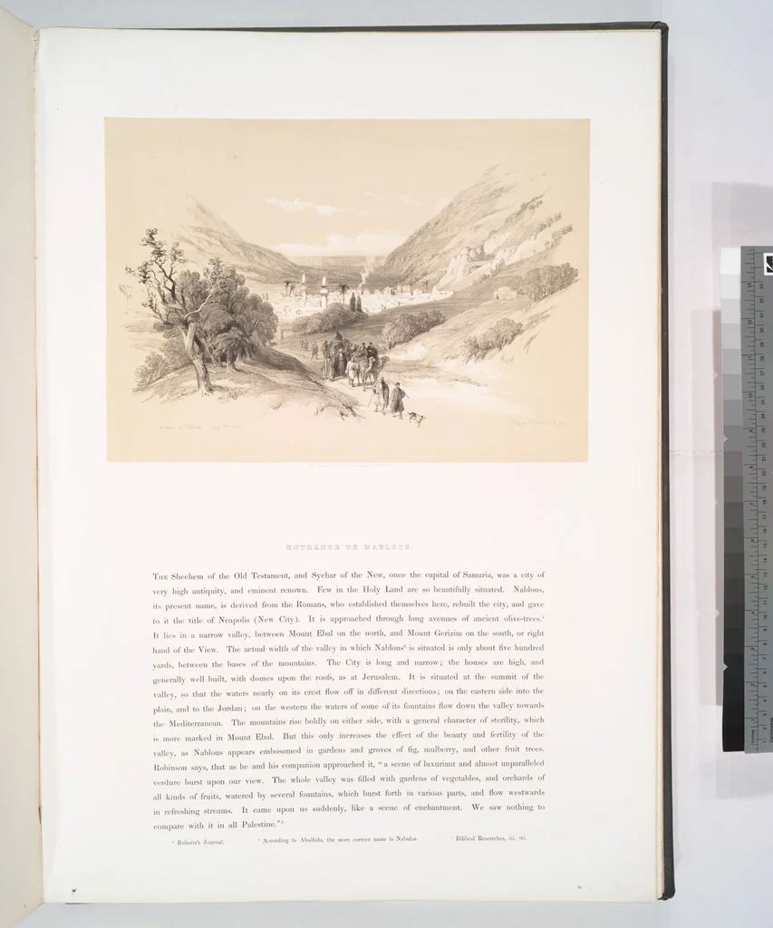 An illustration from The Holy Land, Syria, Idumea, Arabia, Egypt and Nubia. From drawings made on the spot by David Roberts ... With historical descriptions by the Revd. George Croly ... Lithographed by Louis Haghe, 1842, leaf 42