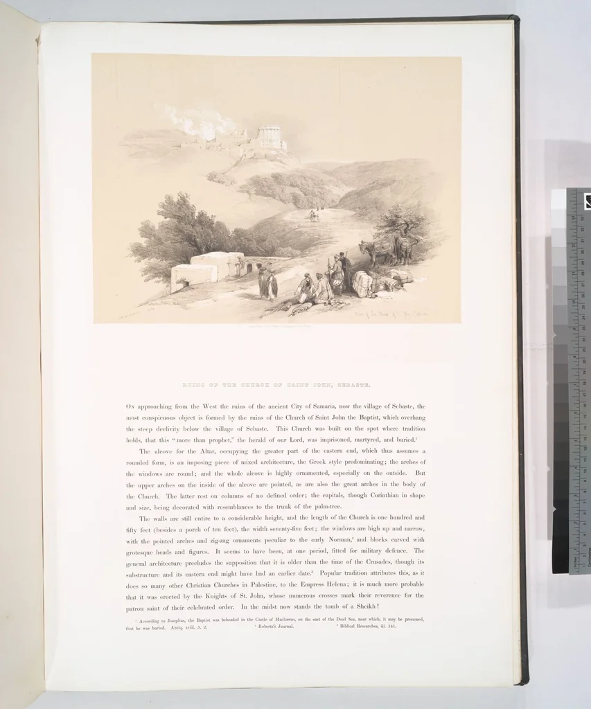 An illustration from The Holy Land, Syria, Idumea, Arabia, Egypt and Nubia. From drawings made on the spot by David Roberts ... With historical descriptions by the Revd. George Croly ... Lithographed by Louis Haghe, 1842, leaf 44