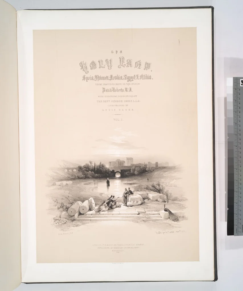 An illustration from The Holy Land, Syria, Idumea, Arabia, Egypt and Nubia. From drawings made on the spot by David Roberts ... With historical descriptions by the Revd. George Croly ... Lithographed by Louis Haghe, 1842, leaf 46