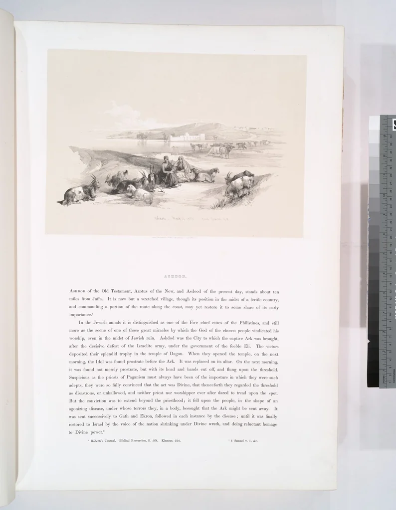 An illustration from The Holy Land, Syria, Idumea, Arabia, Egypt and Nubia. From drawings made on the spot by David Roberts ... With historical descriptions by the Revd. George Croly ... Lithographed by Louis Haghe, 1842, leaf 59