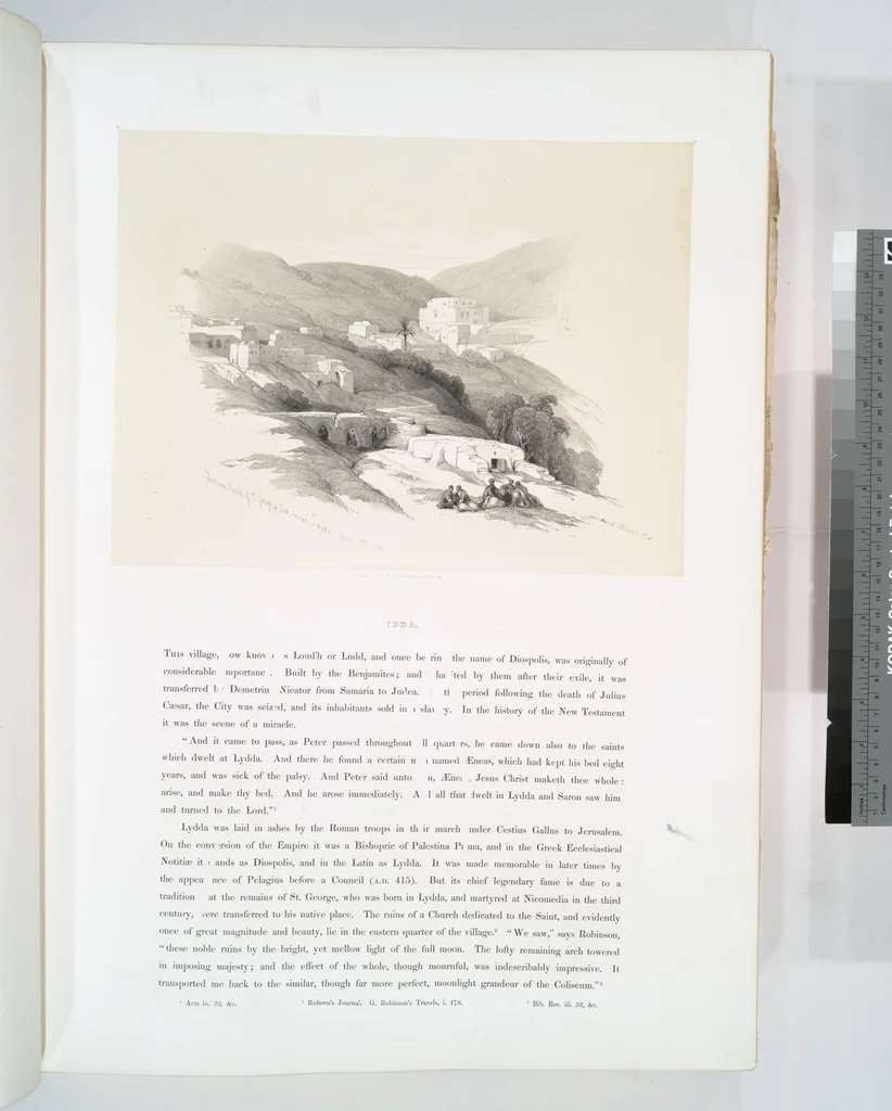 An illustration from The Holy Land, Syria, Idumea, Arabia, Egypt and Nubia. From drawings made on the spot by David Roberts ... With historical descriptions by the Revd. George Croly ... Lithographed by Louis Haghe, 1842, leaf 61