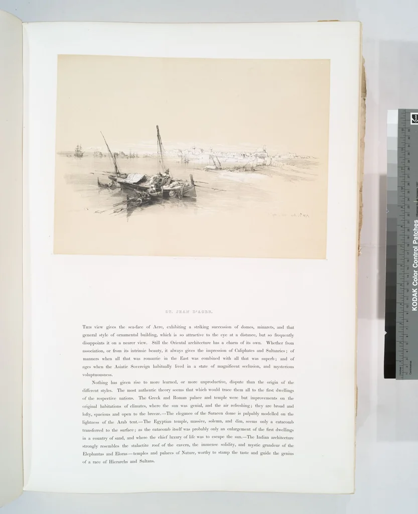 An illustration from The Holy Land, Syria, Idumea, Arabia, Egypt and Nubia. From drawings made on the spot by David Roberts ... With historical descriptions by the Revd. George Croly ... Lithographed by Louis Haghe, 1842, leaf 68