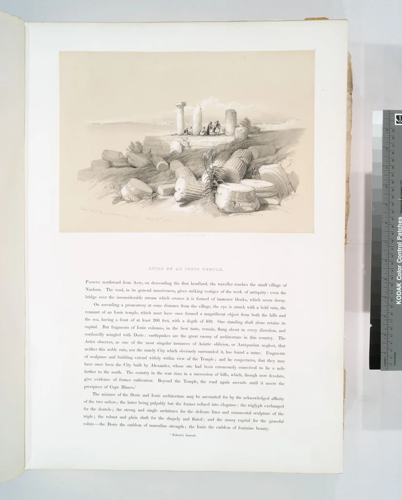 An illustration from The Holy Land, Syria, Idumea, Arabia, Egypt and Nubia. From drawings made on the spot by David Roberts ... With historical descriptions by the Revd. George Croly ... Lithographed by Louis Haghe, 1842, leaf 71