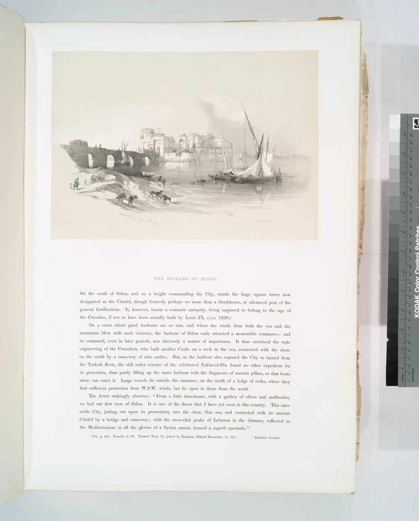 An illustration from The Holy Land, Syria, Idumea, Arabia, Egypt and Nubia. From drawings made on the spot by David Roberts ... With historical descriptions by the Revd. George Croly ... Lithographed by Louis Haghe, 1842, leaf 77