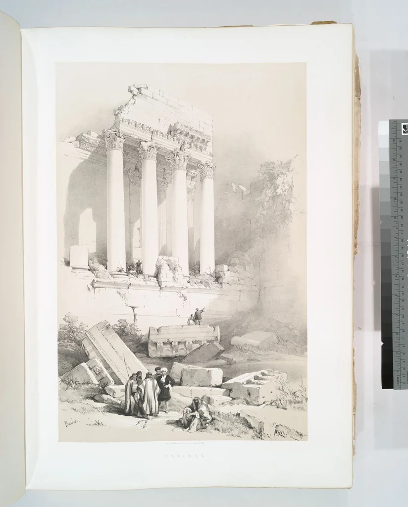 An illustration from The Holy Land, Syria, Idumea, Arabia, Egypt and Nubia. From drawings made on the spot by David Roberts ... With historical descriptions by the Revd. George Croly ... Lithographed by Louis Haghe, 1842, leaf 80
