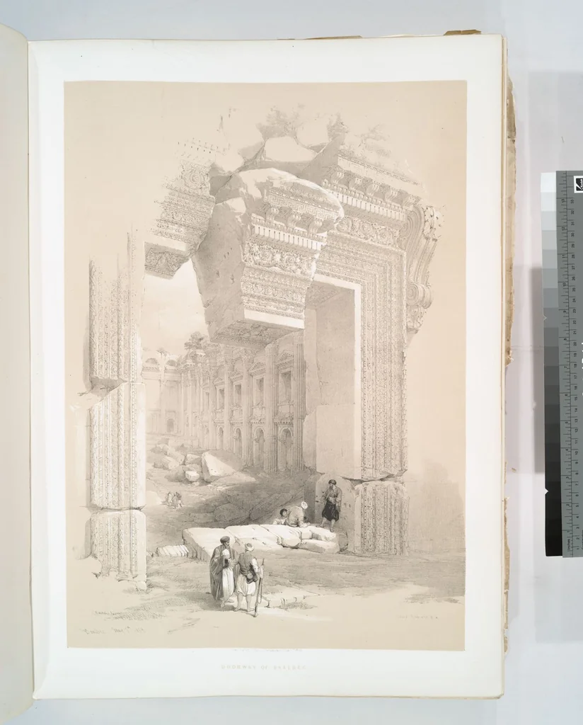 An illustration from The Holy Land, Syria, Idumea, Arabia, Egypt and Nubia. From drawings made on the spot by David Roberts ... With historical descriptions by the Revd. George Croly ... Lithographed by Louis Haghe, 1842, leaf 82
