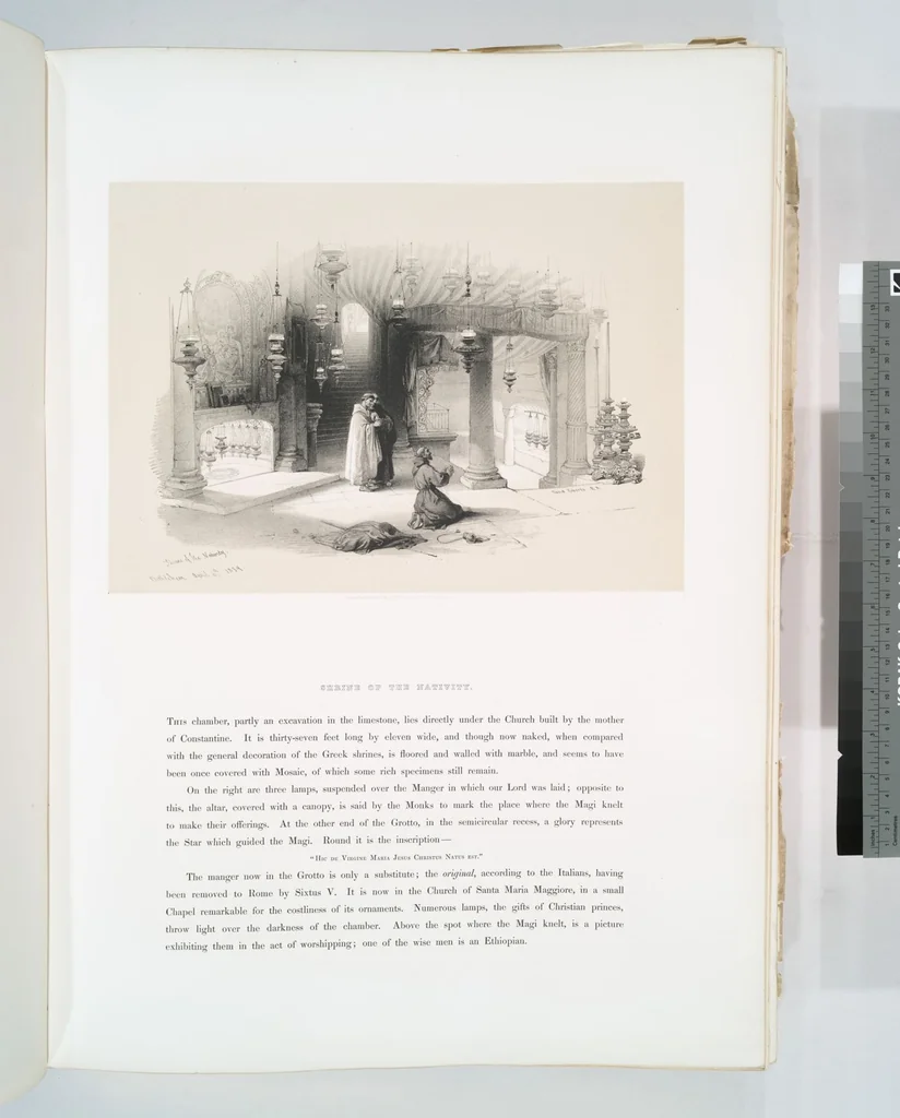 An illustration from The Holy Land, Syria, Idumea, Arabia, Egypt and Nubia. From drawings made on the spot by David Roberts ... With historical descriptions by the Revd. George Croly ... Lithographed by Louis Haghe, 1842, leaf 85