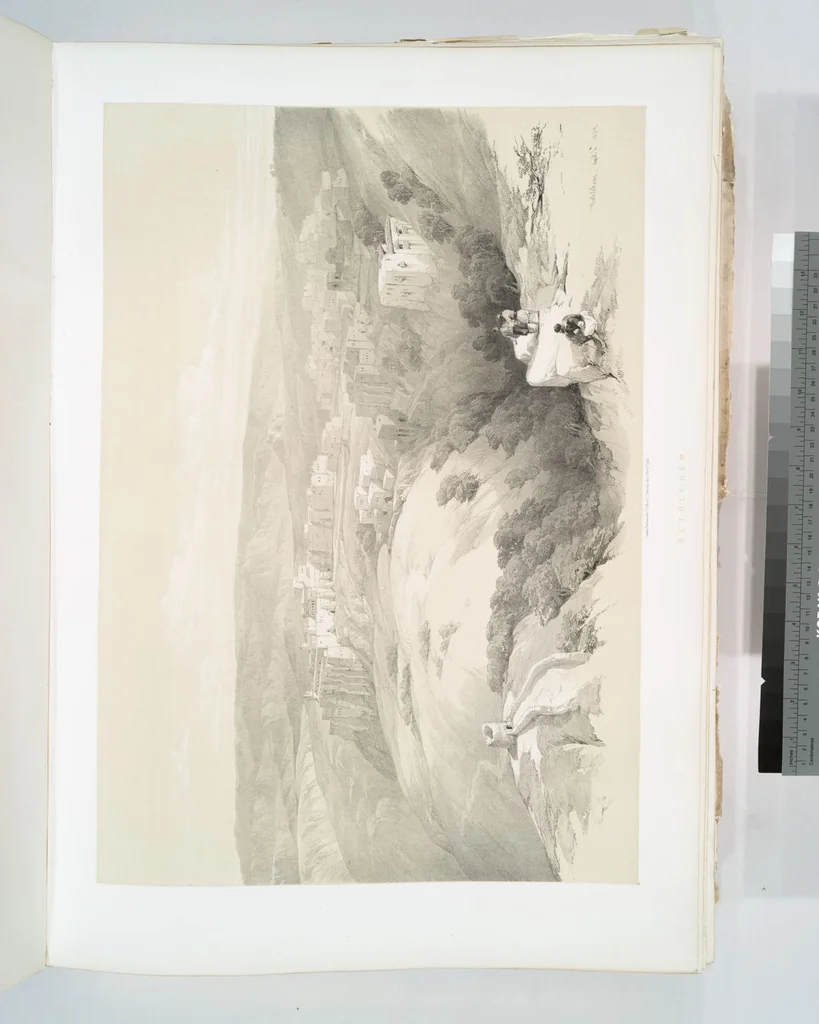An illustration from The Holy Land, Syria, Idumea, Arabia, Egypt and Nubia. From drawings made on the spot by David Roberts ... With historical descriptions by the Revd. George Croly ... Lithographed by Louis Haghe, 1842, leaf 86