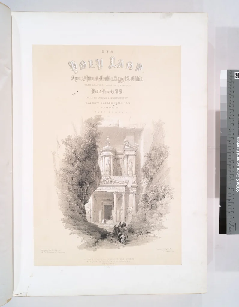 An illustration from The Holy Land, Syria, Idumea, Arabia, Egypt and Nubia. From drawings made on the spot by David Roberts ... With historical descriptions by the Revd. George Croly ... Lithographed by Louis Haghe, 1842, leaf 89