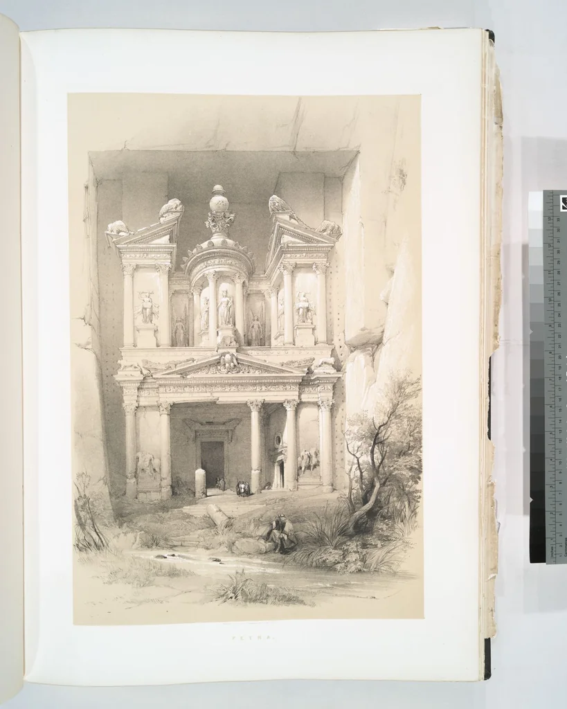 An illustration from The Holy Land, Syria, Idumea, Arabia, Egypt and Nubia. From drawings made on the spot by David Roberts ... With historical descriptions by the Revd. George Croly ... Lithographed by Louis Haghe, 1842, leaf 95