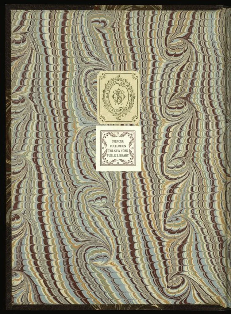 An illustration from Bookbinding : books bequeathed by William Augustus Spencer, 1880, leaf 49