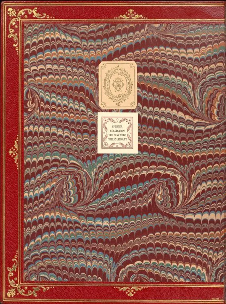 An illustration from Bookbinding : books bequeathed by William Augustus Spencer, 1880, leaf 593