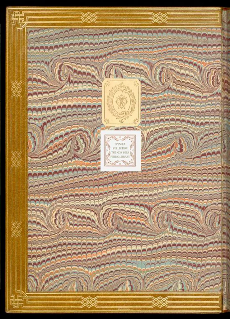 An illustration from Bookbinding : books bequeathed by William Augustus Spencer, 1880, leaf 98