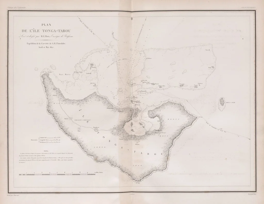 An illustration from Voyage de la corvette l'Astrolabe exécuté par ordre du roi, pendant les années 1826-1827-1828-1829, sous le commandement de M. J. Dumont d'Urville, 1830, leaf 7