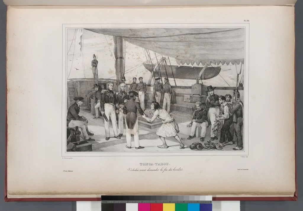 An illustration from Voyage de la corvette l'Astrolabe exécuté par ordre du roi, pendant les années 1826-1827-1828-1829, sous le commandement de M. J. Dumont d'Urville, 1830, leaf 98