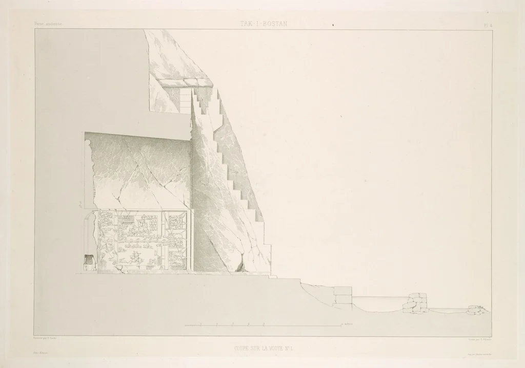 An illustration from Voyage en Perse de mm. Eugène Flandin, peintre, et Pascal Coste, architecte, entrepris par ordre de m. le ministre des affaires étrangères, d'après les instructions dressées par l'Institut. Publié sous les auspices de m. le ministre de l'intérieur, 1851, leaf 10