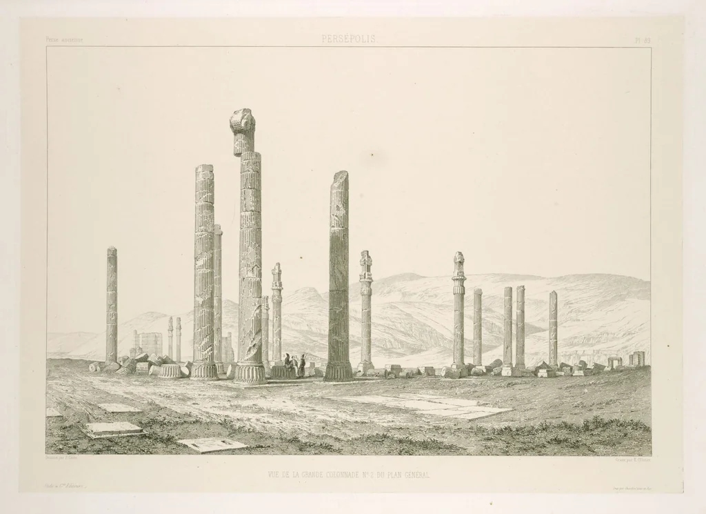 An illustration from Voyage en Perse de mm. Eugène Flandin, peintre, et Pascal Coste, architecte, entrepris par ordre de m. le ministre des affaires étrangères, d'après les instructions dressées par l'Institut. Publié sous les auspices de m. le ministre de l'intérieur, 1851, leaf 101