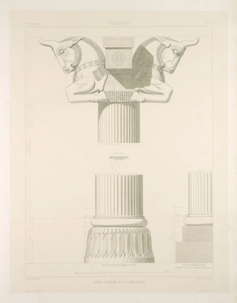 An illustration from Voyage en Perse de mm. Eugène Flandin, peintre, et Pascal Coste, architecte, entrepris par ordre de m. le ministre des affaires étrangères, d'après les instructions dressées par l'Institut. Publié sous les auspices de m. le ministre de l'intérieur, 1851, leaf 104