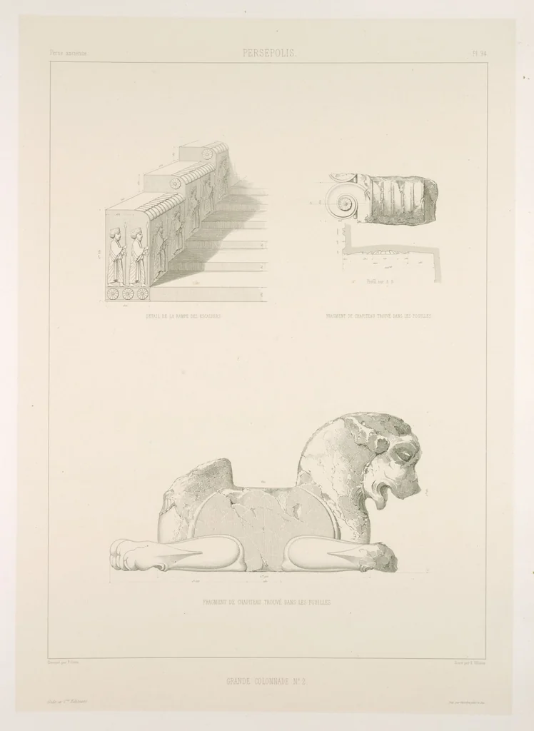 An illustration from Voyage en Perse de mm. Eugène Flandin, peintre, et Pascal Coste, architecte, entrepris par ordre de m. le ministre des affaires étrangères, d'après les instructions dressées par l'Institut. Publié sous les auspices de m. le ministre de l'intérieur, 1851, leaf 106