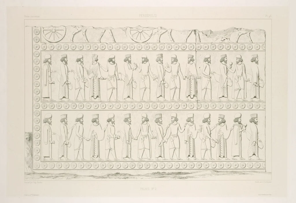 An illustration from Voyage en Perse de mm. Eugène Flandin, peintre, et Pascal Coste, architecte, entrepris par ordre de m. le ministre des affaires étrangères, d'après les instructions dressées par l'Institut. Publié sous les auspices de m. le ministre de l'intérieur, 1851, leaf 107
