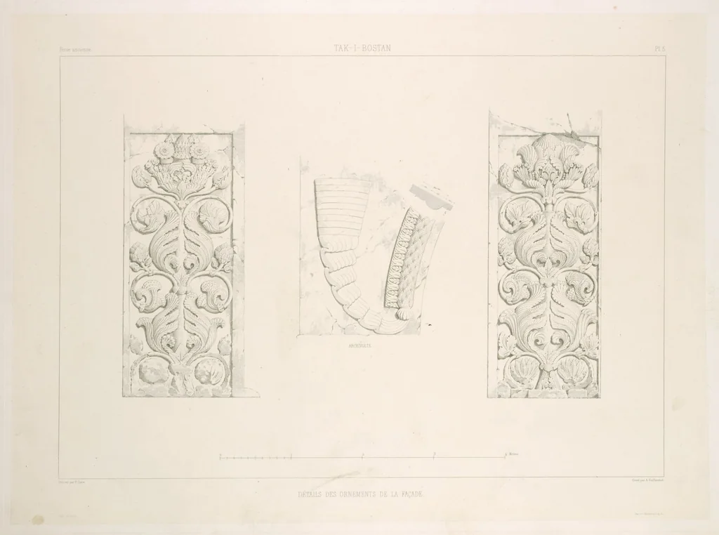 An illustration from Voyage en Perse de mm. Eugène Flandin, peintre, et Pascal Coste, architecte, entrepris par ordre de m. le ministre des affaires étrangères, d'après les instructions dressées par l'Institut. Publié sous les auspices de m. le ministre de l'intérieur, 1851, leaf 11