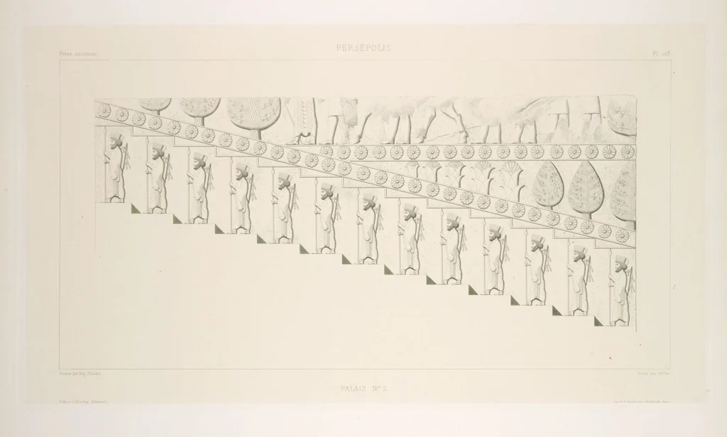 An illustration from Voyage en Perse de mm. Eugène Flandin, peintre, et Pascal Coste, architecte, entrepris par ordre de m. le ministre des affaires étrangères, d'après les instructions dressées par l'Institut. Publié sous les auspices de m. le ministre de l'intérieur, 1851, leaf 115