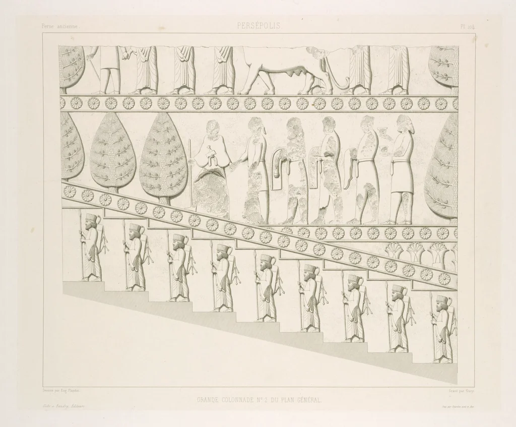 An illustration from Voyage en Perse de mm. Eugène Flandin, peintre, et Pascal Coste, architecte, entrepris par ordre de m. le ministre des affaires étrangères, d'après les instructions dressées par l'Institut. Publié sous les auspices de m. le ministre de l'intérieur, 1851, leaf 116