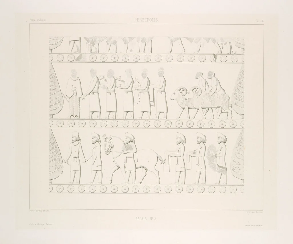 An illustration from Voyage en Perse de mm. Eugène Flandin, peintre, et Pascal Coste, architecte, entrepris par ordre de m. le ministre des affaires étrangères, d'après les instructions dressées par l'Institut. Publié sous les auspices de m. le ministre de l'intérieur, 1851, leaf 118