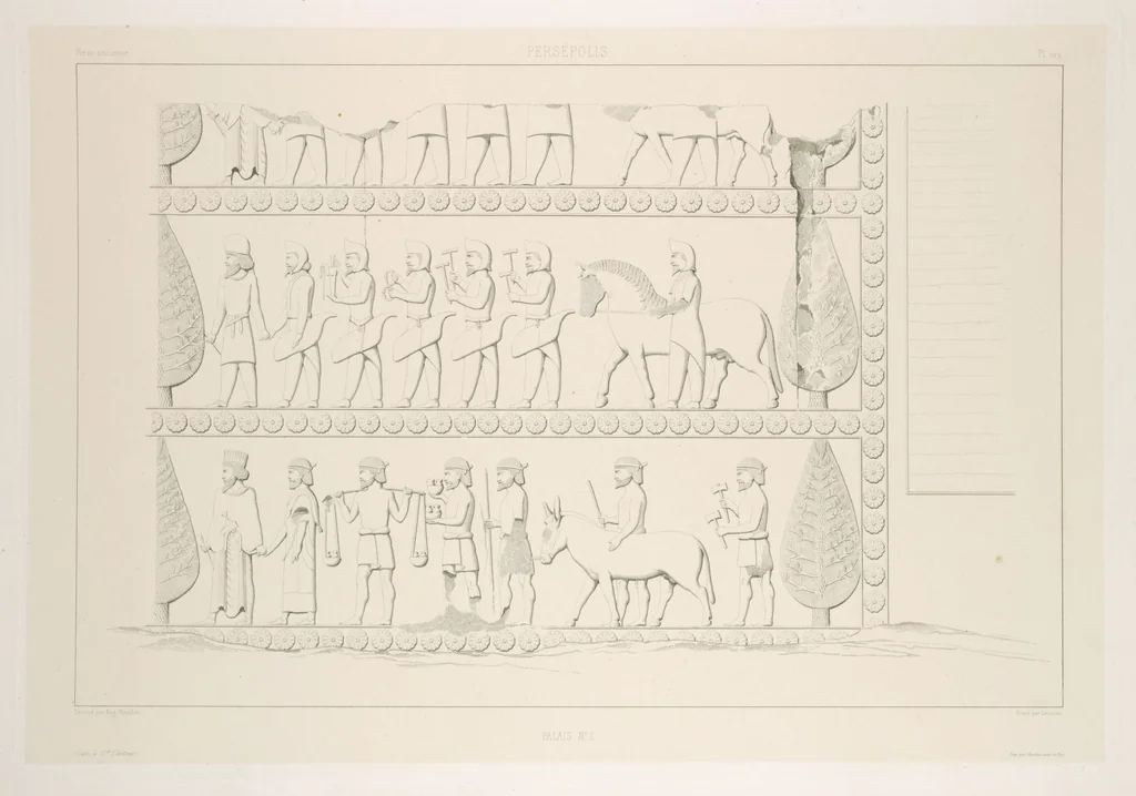 An illustration from Voyage en Perse de mm. Eugène Flandin, peintre, et Pascal Coste, architecte, entrepris par ordre de m. le ministre des affaires étrangères, d'après les instructions dressées par l'Institut. Publié sous les auspices de m. le ministre de l'intérieur, 1851, leaf 121
