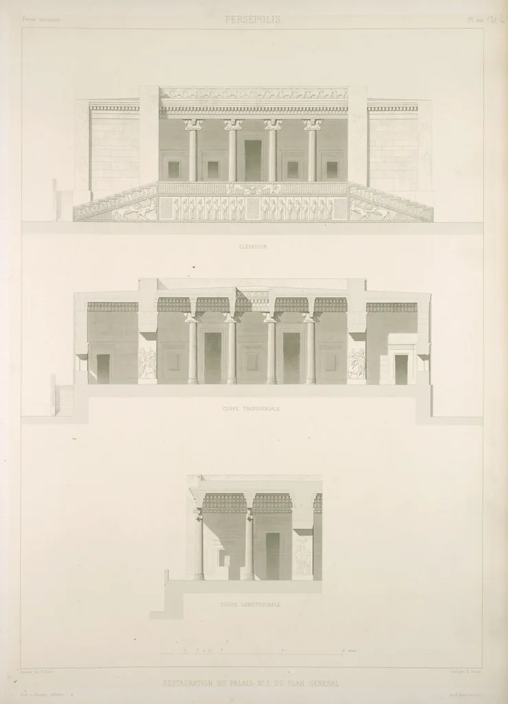 An illustration from Voyage en Perse de mm. Eugène Flandin, peintre, et Pascal Coste, architecte, entrepris par ordre de m. le ministre des affaires étrangères, d'après les instructions dressées par l'Institut. Publié sous les auspices de m. le ministre de l'intérieur, 1851, leaf 134