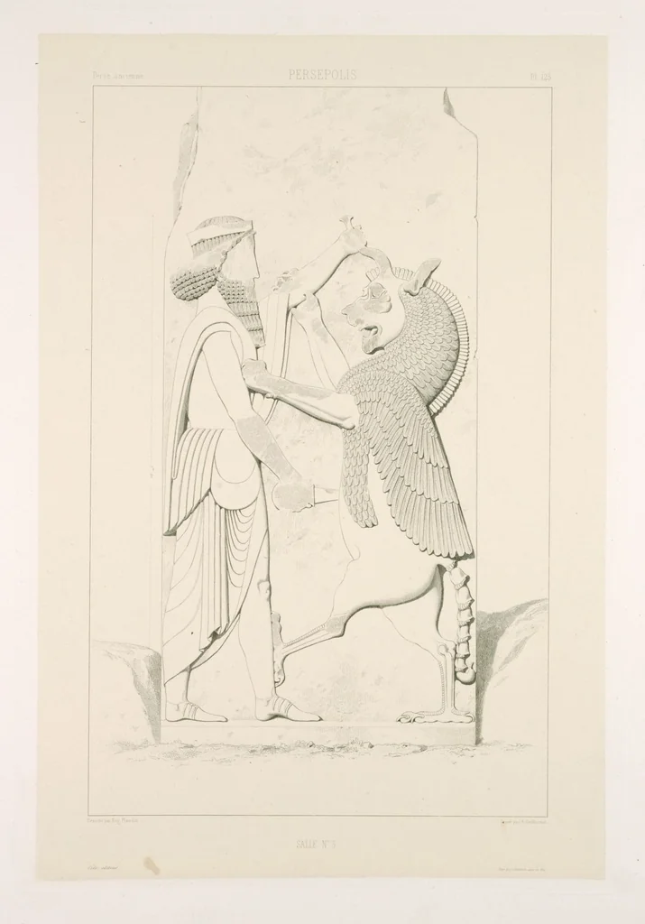An illustration from Voyage en Perse de mm. Eugène Flandin, peintre, et Pascal Coste, architecte, entrepris par ordre de m. le ministre des affaires étrangères, d'après les instructions dressées par l'Institut. Publié sous les auspices de m. le ministre de l'intérieur, 1851, leaf 136