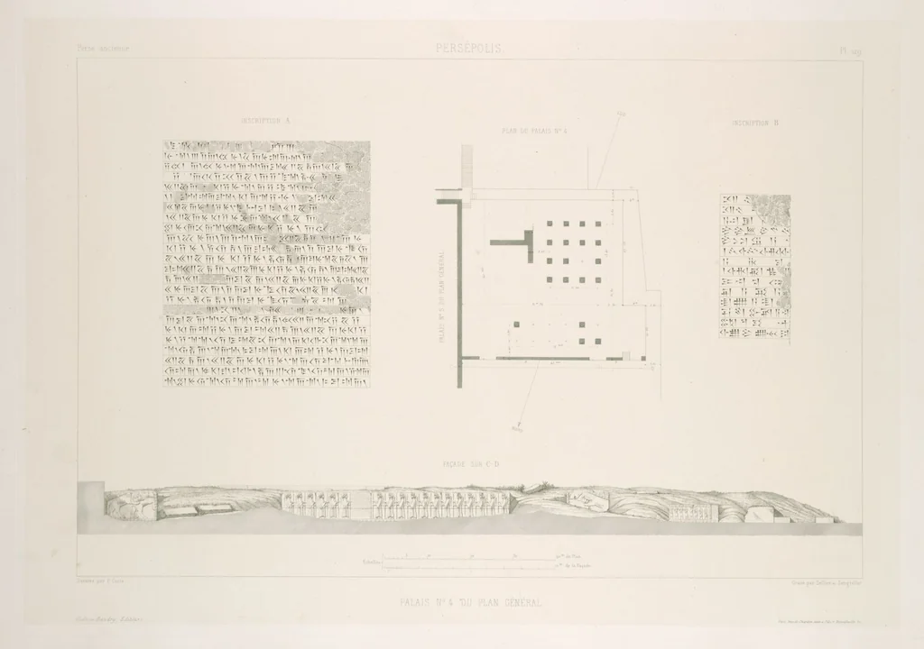 An illustration from Voyage en Perse de mm. Eugène Flandin, peintre, et Pascal Coste, architecte, entrepris par ordre de m. le ministre des affaires étrangères, d'après les instructions dressées par l'Institut. Publié sous les auspices de m. le ministre de l'intérieur, 1851, leaf 142