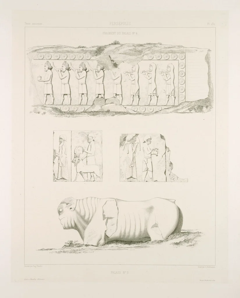 An illustration from Voyage en Perse de mm. Eugène Flandin, peintre, et Pascal Coste, architecte, entrepris par ordre de m. le ministre des affaires étrangères, d'après les instructions dressées par l'Institut. Publié sous les auspices de m. le ministre de l'intérieur, 1851, leaf 143