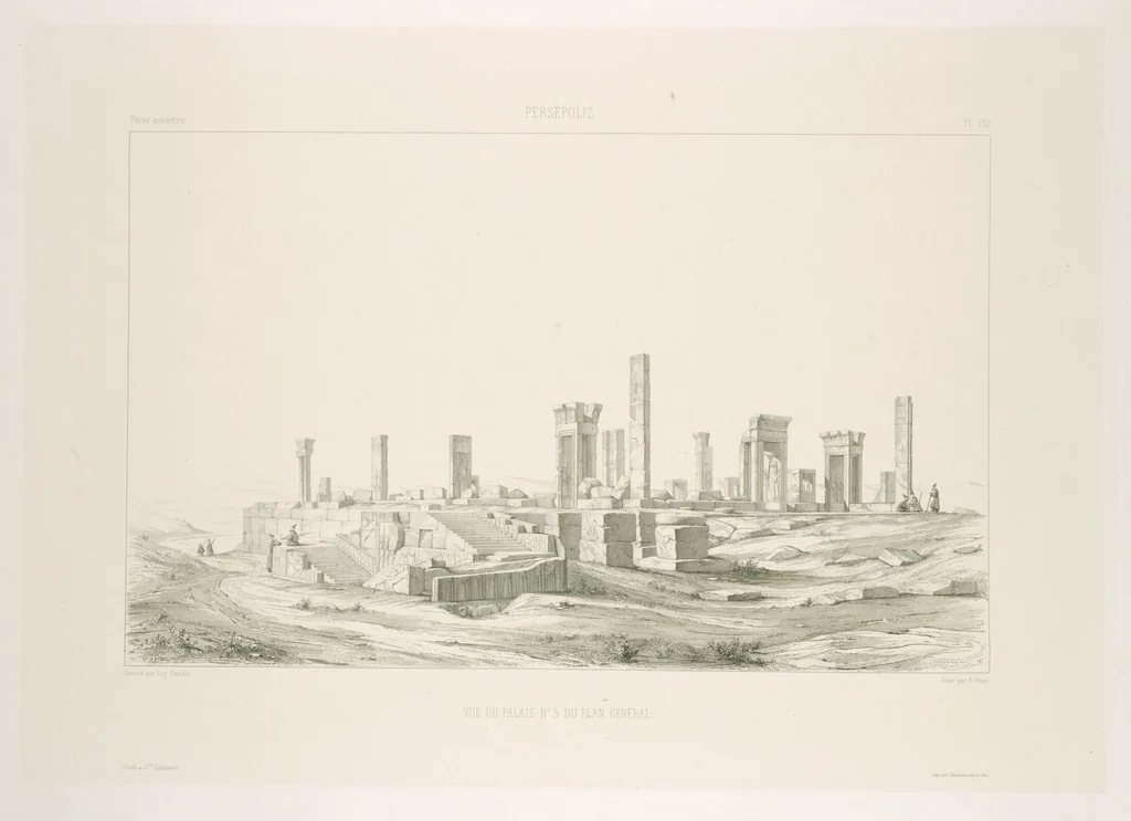 An illustration from Voyage en Perse de mm. Eugène Flandin, peintre, et Pascal Coste, architecte, entrepris par ordre de m. le ministre des affaires étrangères, d'après les instructions dressées par l'Institut. Publié sous les auspices de m. le ministre de l'intérieur, 1851, leaf 145