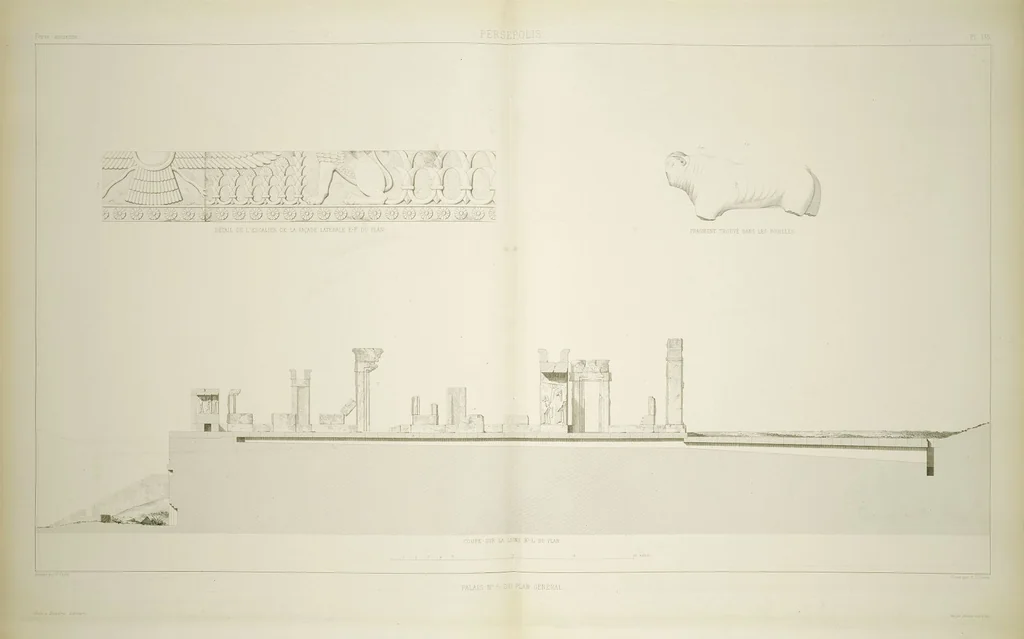 An illustration from Voyage en Perse de mm. Eugène Flandin, peintre, et Pascal Coste, architecte, entrepris par ordre de m. le ministre des affaires étrangères, d'après les instructions dressées par l'Institut. Publié sous les auspices de m. le ministre de l'intérieur, 1851, leaf 148