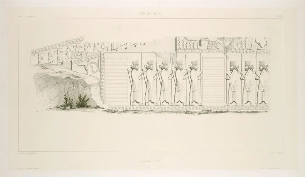 An illustration from Voyage en Perse de mm. Eugène Flandin, peintre, et Pascal Coste, architecte, entrepris par ordre de m. le ministre des affaires étrangères, d'après les instructions dressées par l'Institut. Publié sous les auspices de m. le ministre de l'intérieur, 1851, leaf 150