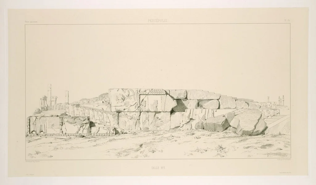 An illustration from Voyage en Perse de mm. Eugène Flandin, peintre, et Pascal Coste, architecte, entrepris par ordre de m. le ministre des affaires étrangères, d'après les instructions dressées par l'Institut. Publié sous les auspices de m. le ministre de l'intérieur, 1851, leaf 151