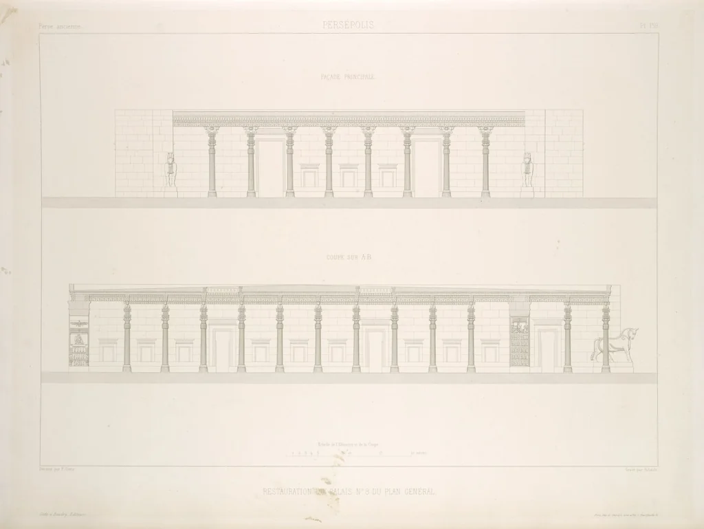 An illustration from Voyage en Perse de mm. Eugène Flandin, peintre, et Pascal Coste, architecte, entrepris par ordre de m. le ministre des affaires étrangères, d'après les instructions dressées par l'Institut. Publié sous les auspices de m. le ministre de l'intérieur, 1851, leaf 171
