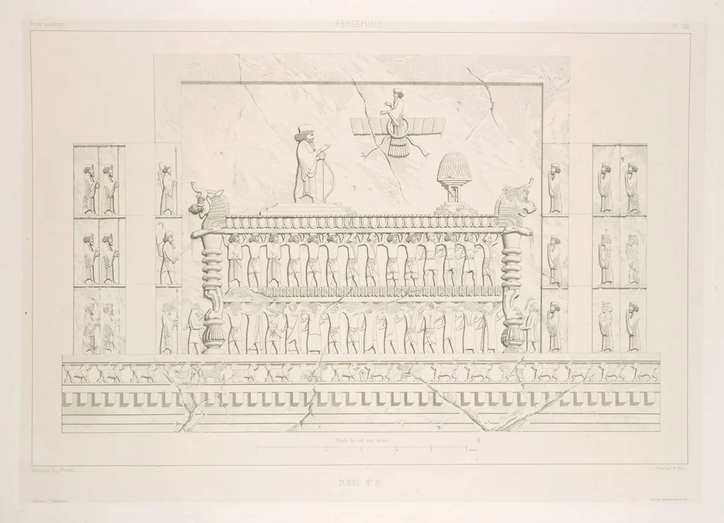 An illustration from Voyage en Perse de mm. Eugène Flandin, peintre, et Pascal Coste, architecte, entrepris par ordre de m. le ministre des affaires étrangères, d'après les instructions dressées par l'Institut. Publié sous les auspices de m. le ministre de l'intérieur, 1851, leaf 176