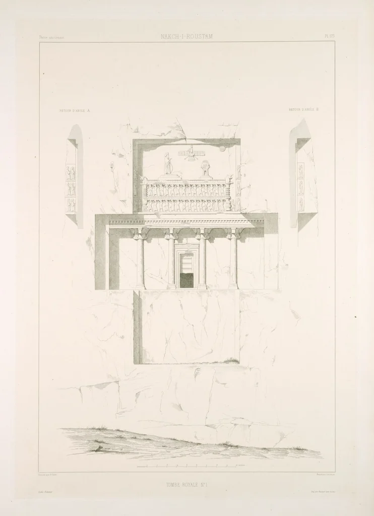An illustration from Voyage en Perse de mm. Eugène Flandin, peintre, et Pascal Coste, architecte, entrepris par ordre de m. le ministre des affaires étrangères, d'après les instructions dressées par l'Institut. Publié sous les auspices de m. le ministre de l'intérieur, 1851, leaf 188