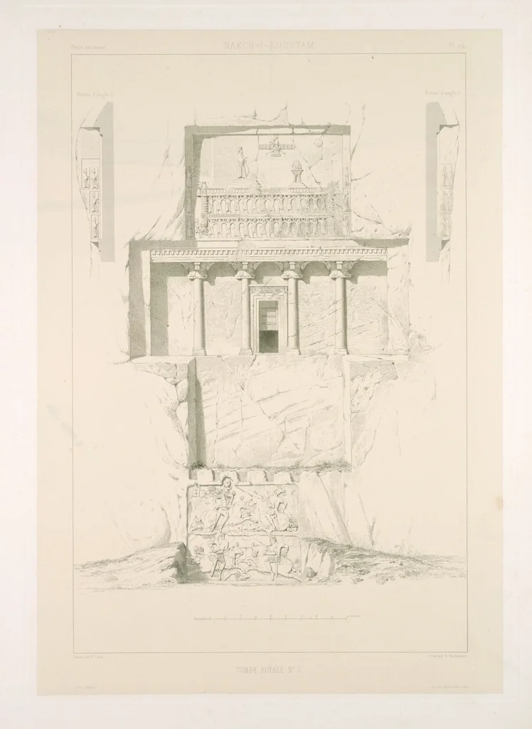 An illustration from Voyage en Perse de mm. Eugène Flandin, peintre, et Pascal Coste, architecte, entrepris par ordre de m. le ministre des affaires étrangères, d'après les instructions dressées par l'Institut. Publié sous les auspices de m. le ministre de l'intérieur, 1851, leaf 189