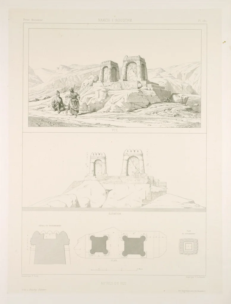An illustration from Voyage en Perse de mm. Eugène Flandin, peintre, et Pascal Coste, architecte, entrepris par ordre de m. le ministre des affaires étrangères, d'après les instructions dressées par l'Institut. Publié sous les auspices de m. le ministre de l'intérieur, 1851, leaf 195