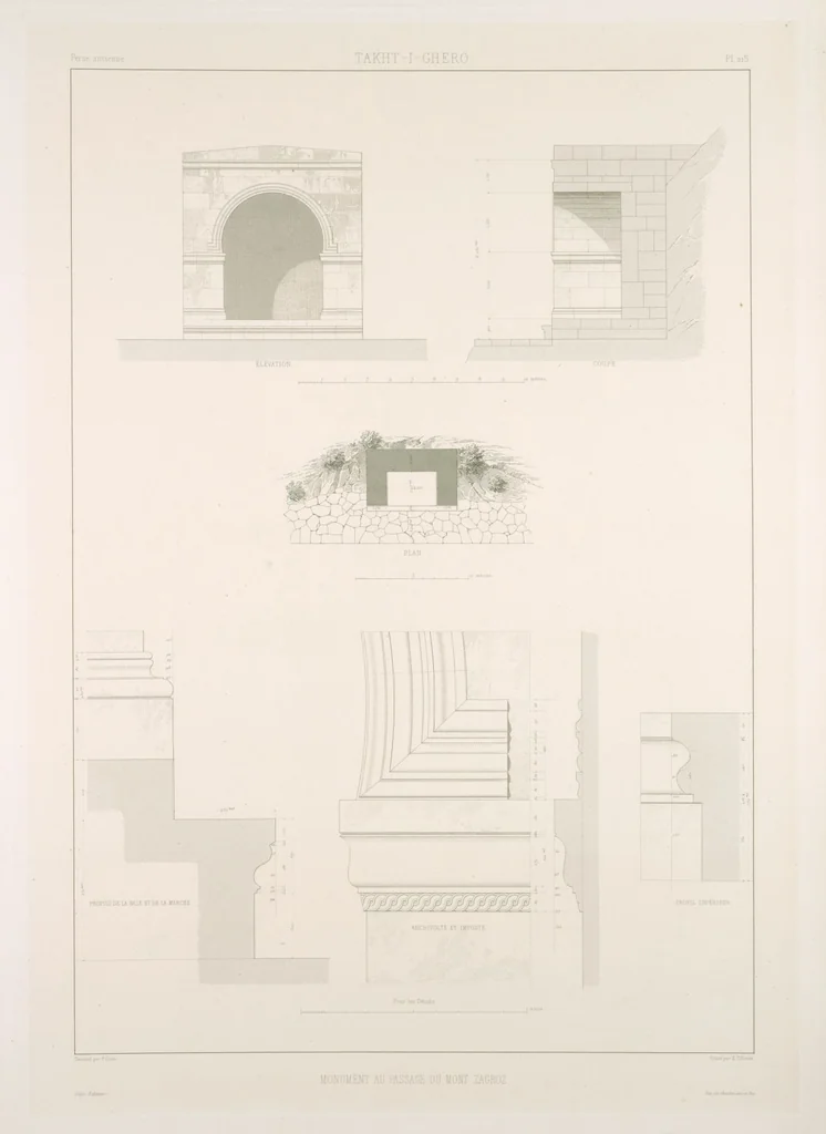 An illustration from Voyage en Perse de mm. Eugène Flandin, peintre, et Pascal Coste, architecte, entrepris par ordre de m. le ministre des affaires étrangères, d'après les instructions dressées par l'Institut. Publié sous les auspices de m. le ministre de l'intérieur, 1851, leaf 233