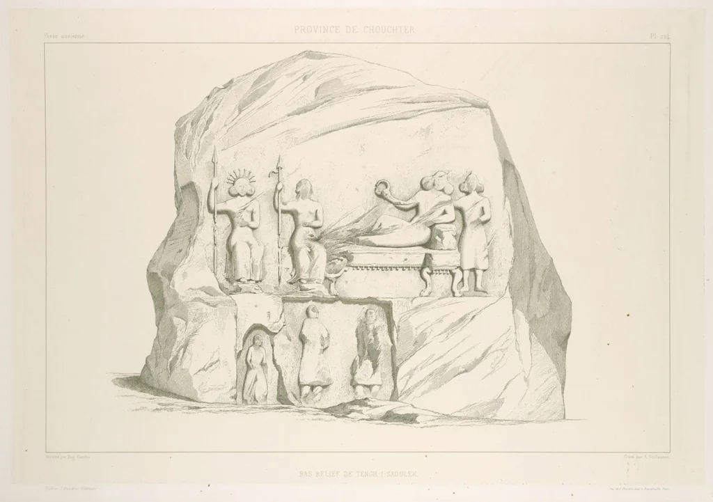 An illustration from Voyage en Perse de mm. Eugène Flandin, peintre, et Pascal Coste, architecte, entrepris par ordre de m. le ministre des affaires étrangères, d'après les instructions dressées par l'Institut. Publié sous les auspices de m. le ministre de l'intérieur, 1851, leaf 242