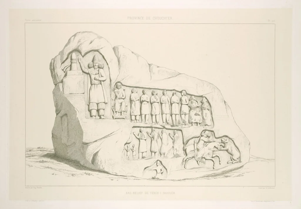 An illustration from Voyage en Perse de mm. Eugène Flandin, peintre, et Pascal Coste, architecte, entrepris par ordre de m. le ministre des affaires étrangères, d'après les instructions dressées par l'Institut. Publié sous les auspices de m. le ministre de l'intérieur, 1851, leaf 243